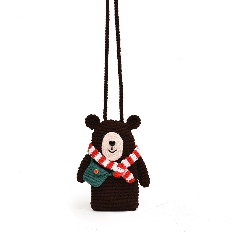 The Ririzz™ “Little Bear” Knit Mini Bag – Your Go-To Phone & Lipstick Crossbody