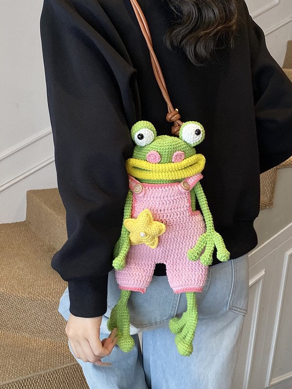 The Ririzz™ “Little Frog” Knit Mini Bag – Your Go-To Phone & Lipstick Crossbody