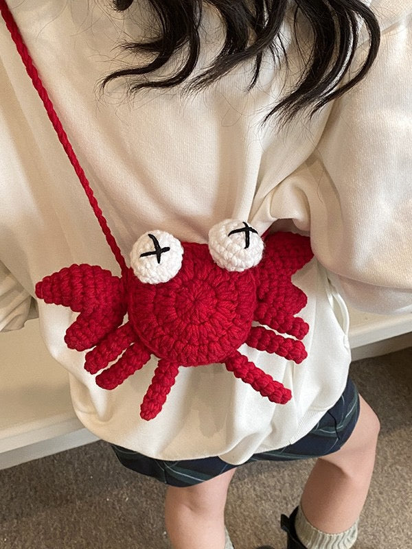The Ririzz™ “Little Crab” Knit Mini Bag – Your Go-To Phone & Lipstick Crossbody