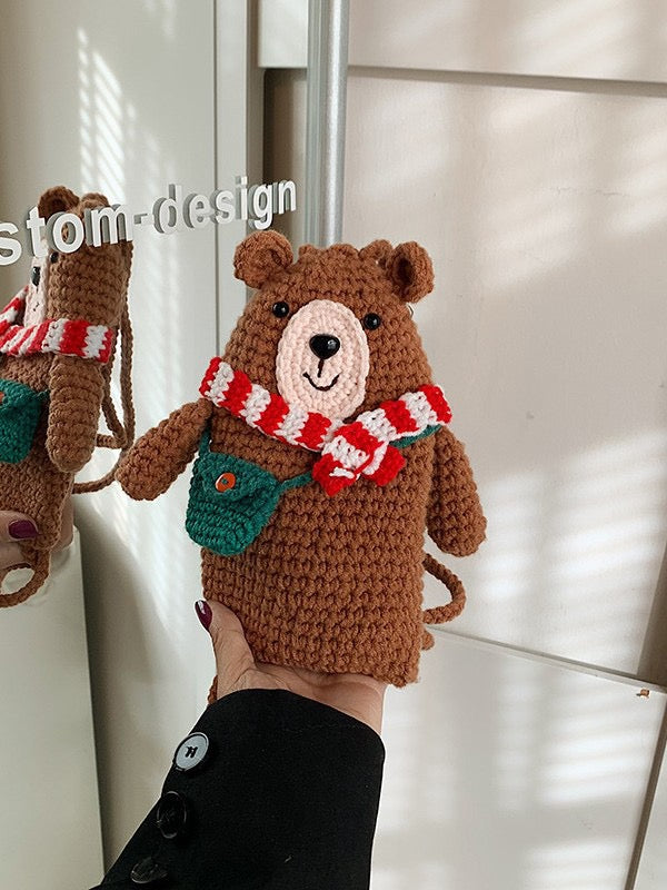 The Ririzz™ “Little Bear” Knit Mini Bag – Your Go-To Phone & Lipstick Crossbody