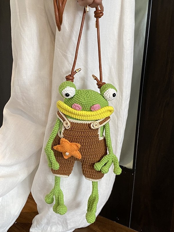 The Ririzz™ “Little Frog” Knit Mini Bag – Your Go-To Phone & Lipstick Crossbody