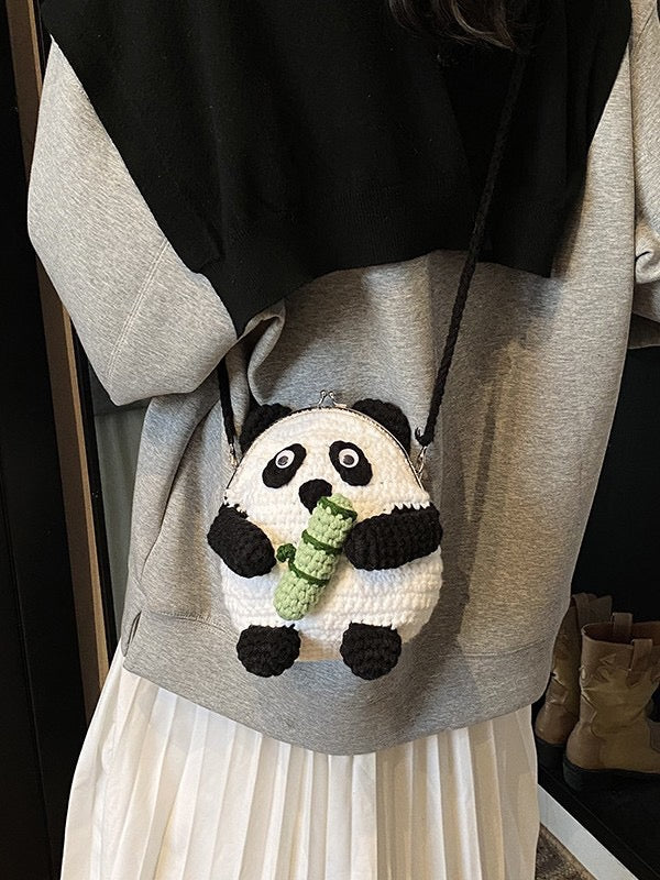 The Ririzz™ “Little Panda” Knit Mini Bag – Your Go-To Phone & Lipstick Crossbody