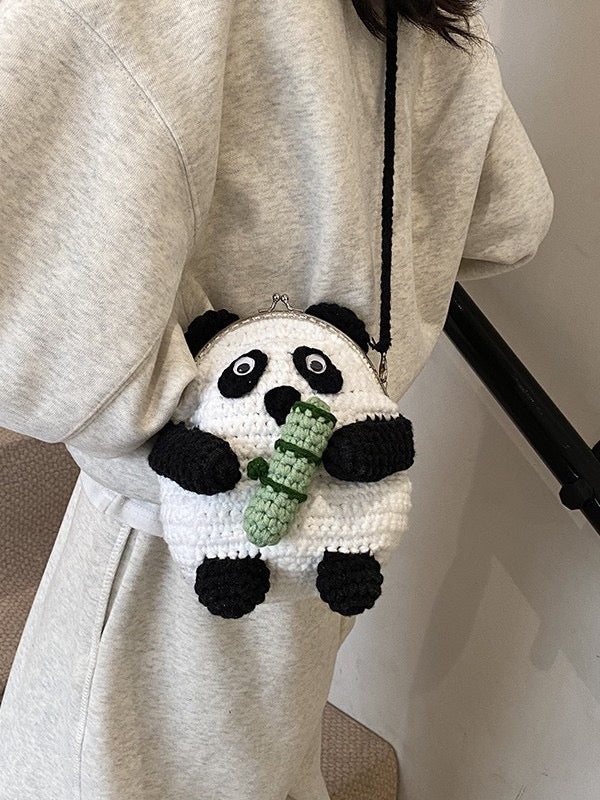The Ririzz™ “Little Panda” Knit Mini Bag – Your Go-To Phone & Lipstick Crossbody