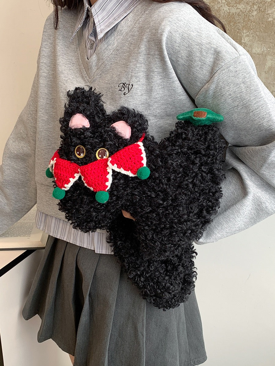 The Ririzz™ “Little Cat” Knit Mini Bag – Your Go-To Phone & Lipstick Crossbody