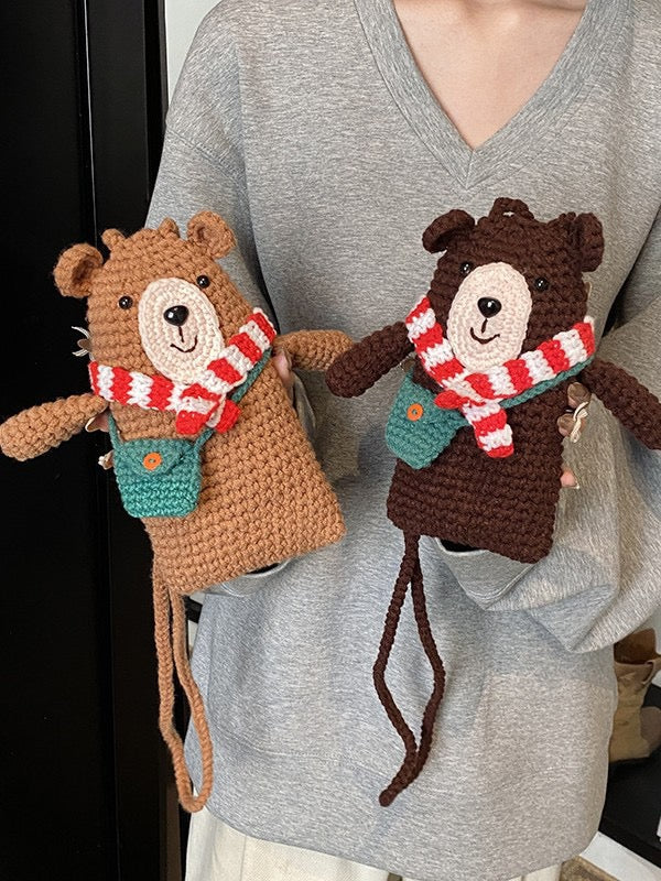 The Ririzz™ “Little Bear” Knit Mini Bag – Your Go-To Phone & Lipstick Crossbody