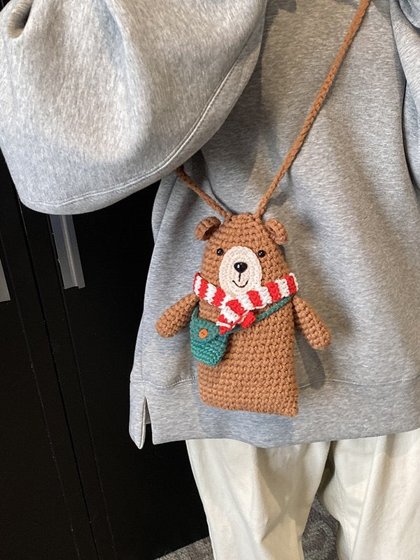 The Ririzz™ “Little Bear” Knit Mini Bag – Your Go-To Phone & Lipstick Crossbody