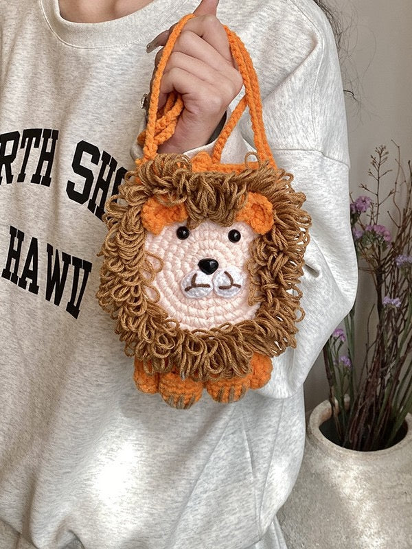 The Ririzz™ “Little Lion” Knit Mini Bag – Your Go-To Phone & Lipstick Crossbody