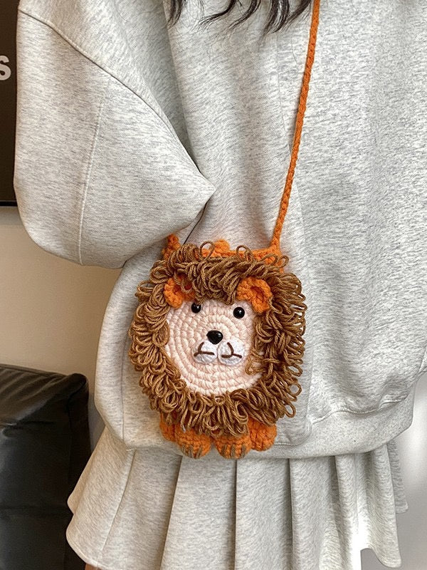 The Ririzz™ “Little Lion” Knit Mini Bag – Your Go-To Phone & Lipstick Crossbody