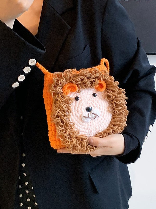 The Ririzz™ “Little Lion” Knit Mini Bag – Your Go-To Phone & Lipstick Crossbody